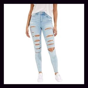 AE Forever Soft Ripped High-Waisted Jegging Indigo Skylight Destroy
